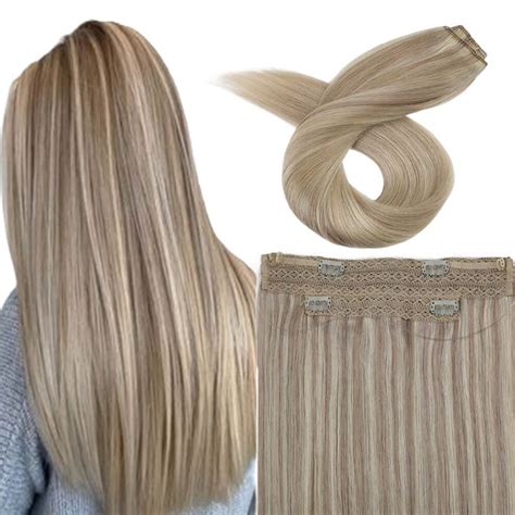 Sunny Hair Halo Human Hair Extensions Ash Blonde Highlight P1861316 80gpackage Blonde