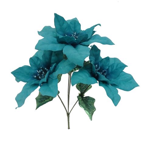 Teal Blue Poinsettia Pick