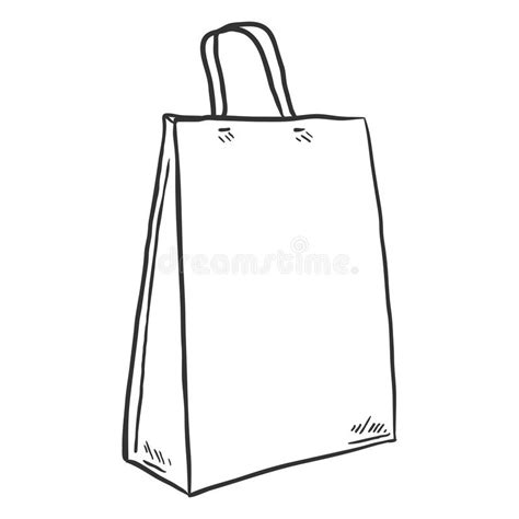 Vector Single Sketch Shopping Bag Stock Vector Illustration Of Handle
