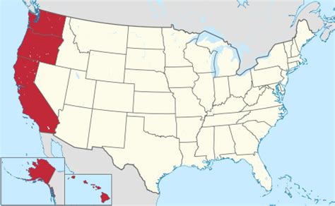 Location Of The West Coast Red In The United States Tan As Defined