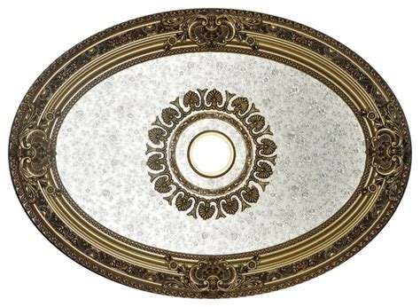 Lightweight medallions are easily attached to the ceiling using glue and/or finishing nails. Shimmer Ceiling Medallion, Antique Gold Frame, Oval ...