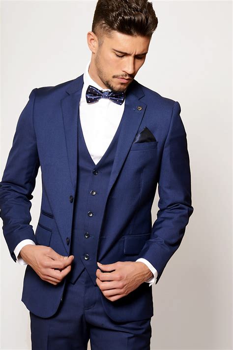 Mens Suit Cobalt Blue Evening Three Piece Suit Marc Darcy