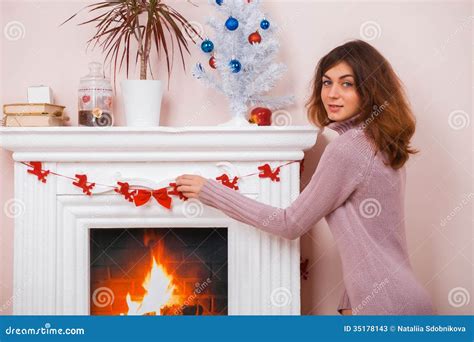 Hot Girl At Home In Christmas Time Stock Image Image Of Beauty Caucasian 35178143