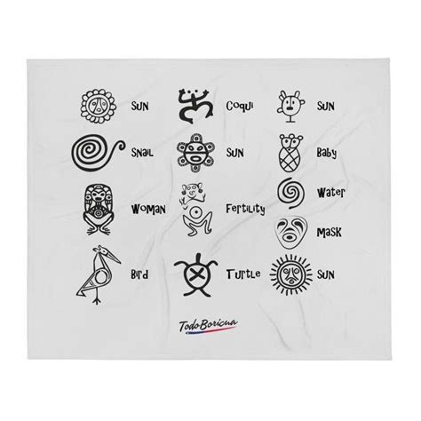 A White Towel With Various Symbols On It