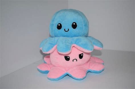 Reversible Flip Octopus Plush Soft Stuffed Toys Pink And Light Etsy