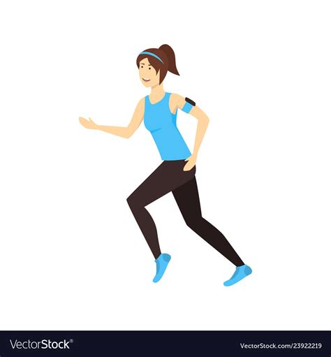 Cartoon Character Woman Trains Running Sport Vector Image