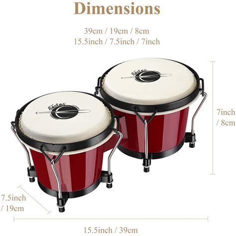 Eastar Ebo 1 Bongo Drums 6” And 7” Wood Percussion Instrument Bongos F