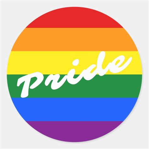 pride logo lgbt 6 stripe rainbow gay pride flag classic round sticker