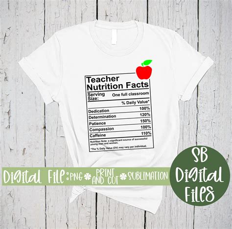 Teacher Nutritional Facts Svg Teacher Quote Essential Worker Etsy India
