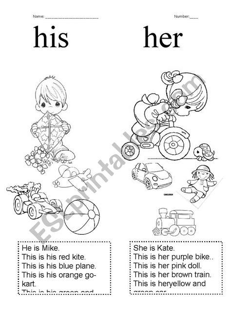 His Her Esl Worksheet By Xyra E16