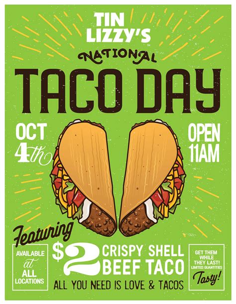 Tin Lizzy S Cantina Serves 2 Crispy Shell Tacos For National Taco Day Oct 4 — Dish Around Town