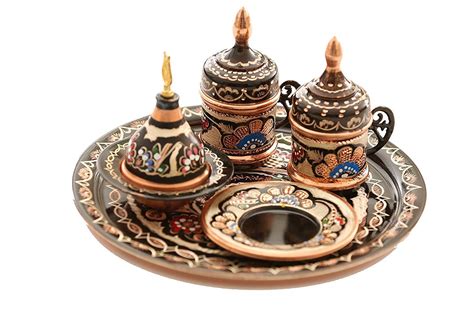Handmade Painted Copper Turkish Coffee Set Of 2 Turkish Coffee Set