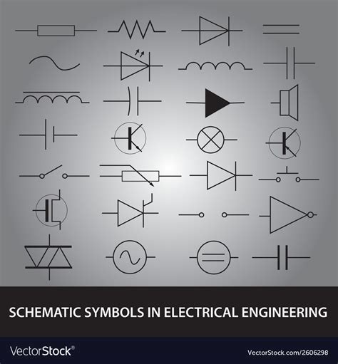 Schematic Symbols In Electrical Engineering Icon Vector Image