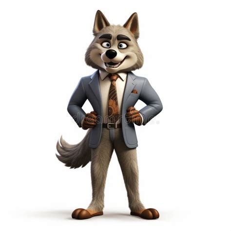 Cartoon Realism The Stylish Wolf In A Suit Stock Illustration