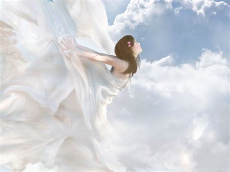 Beautiful Angel Flying In Sky Desktop Background