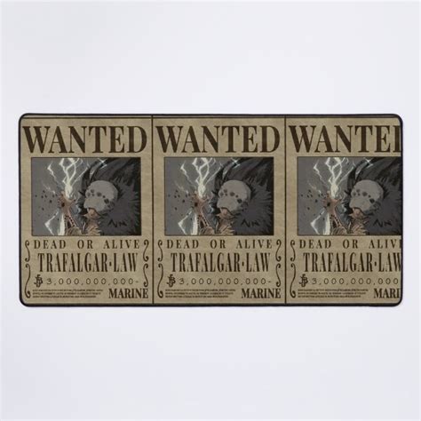 Trafalgar D Water Law Poster Bounty One Piece Wanted Mouse Pad For Sale By Onepiecewanted