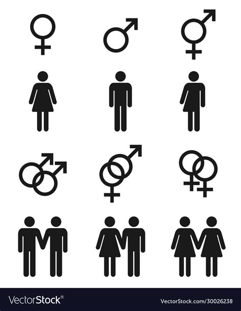 Set Gender Symbols Male Female Royalty Free Vector Image