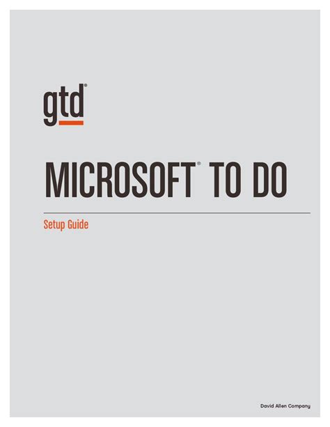 Microsoft To Do Set Up Guide For Gtd Pdf Only Next Action Associates