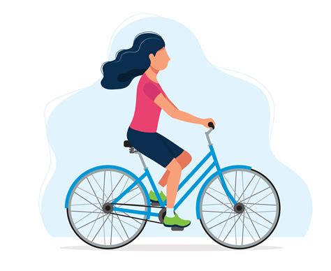 Woman Riding A Bicycle Concept Illustration For Healthy Lifestyle