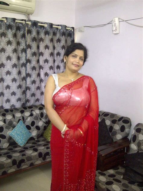 Bhabhi In Transparent Saree With Sleevless Blouse