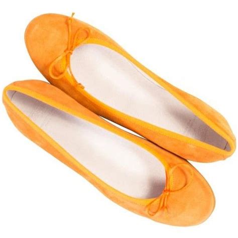 Larissa Pawpaw Orange Suede Rubber Sole Bow Ballerina Flats Paolo Liked On Polyvore