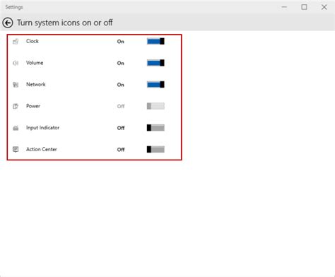 Hide And Show System Icons On Taskbar In Windows 10