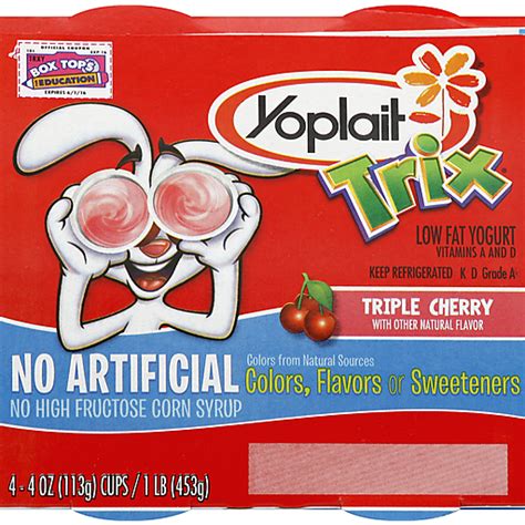 Yoplait Trix Triple Cherry Lowfat Yogurt 4 Ct Dairy Mathernes Market