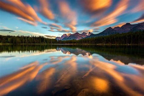 Herbert Lake Banff National Park Canada Alberta Mountains Sunset