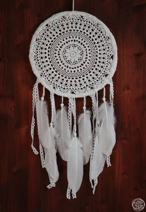Dream Catcher White Dreams With Floral Crochet Web White