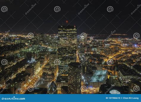 Night Aerial View Of The Boston Cityscape Stock Photo Image Of View