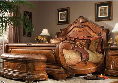 Sleigh Bed Queen King Size Solid Wood Frame Headboard For Beds Bedroom