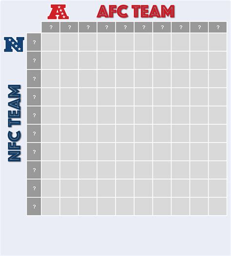 Super Bowl 10 Square Grid Printable