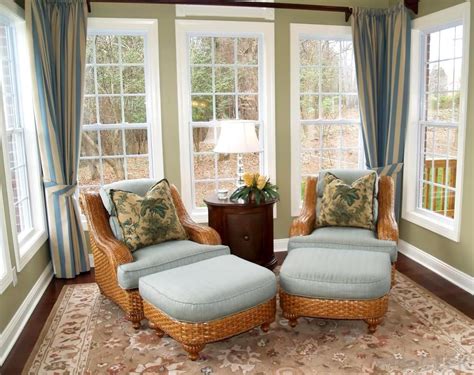 Appealing Sunroom Design Idea In Small Space With Rattan Arm Chair With