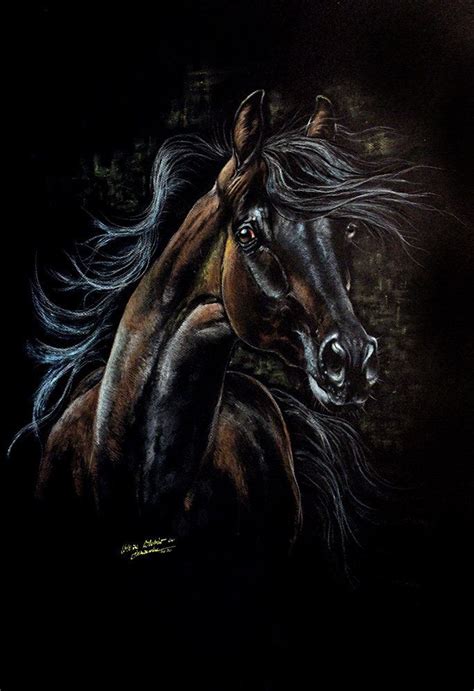 Arabian Horse Equine Art Original Soft Pastel Drawing Etsy Uk