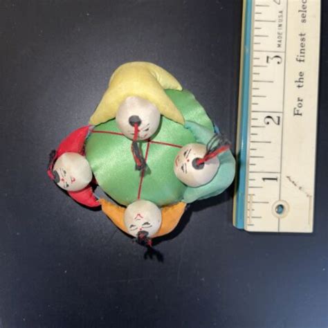 Vintage Asian Chinese Pin Cushion Sewing 4 Asian People Round Ebay