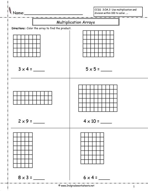 Division Arrays Worksheet 3rd Grade