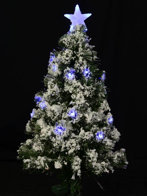 Snow Covered Christmas Tree With Led Star Topper Fiber