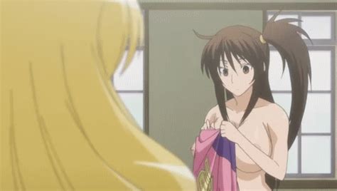 Tsukiumi Uzume Sekirei Animated Animated Gif Lowres S Girls Breasts Brown Eyes