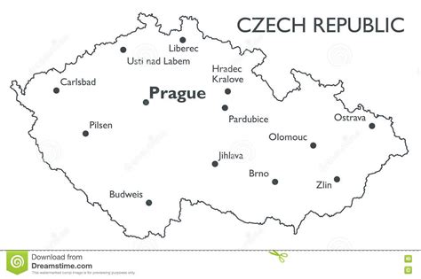 Miasta republiki czeskiej na mapach. Republika Czech Wektorowa Mapa Ilustracja Wektor ...