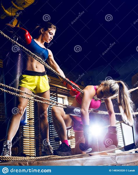 Women Wearing Boxing Gloves Stock Photo Image Of Brutal
