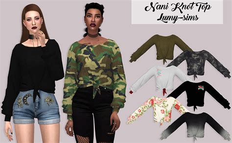 Sims4sisters — Lumy Sims Cc Nani Knot Top 20 Swatches Hq Mod
