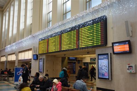 Electronic Departures Board Displaying Train Times Stock Photo Image