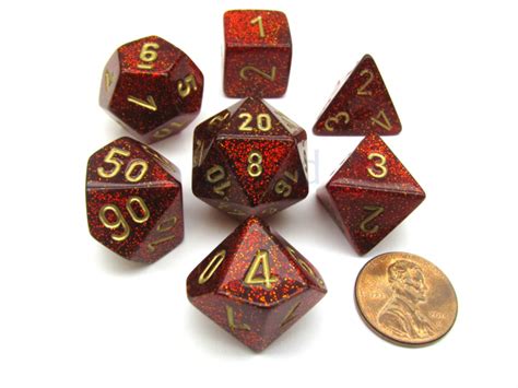 Chessex Glitter Polyhedral Dice Set Rubygold 7 Dice