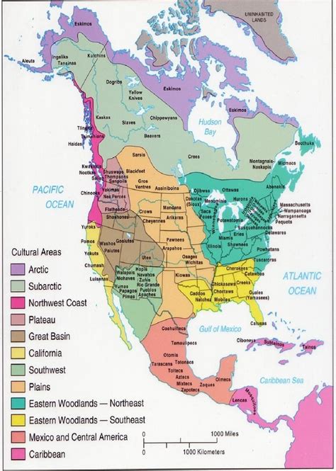 American Indians And First Nations Territory Map With Several Nations