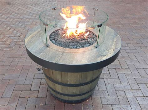 Whiskey Wine Barrel Concrete Fire Pit Portable Propane Etsy