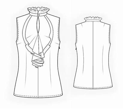 Blouse Drawing Sleeveless Technical Pattern Sketches Flats