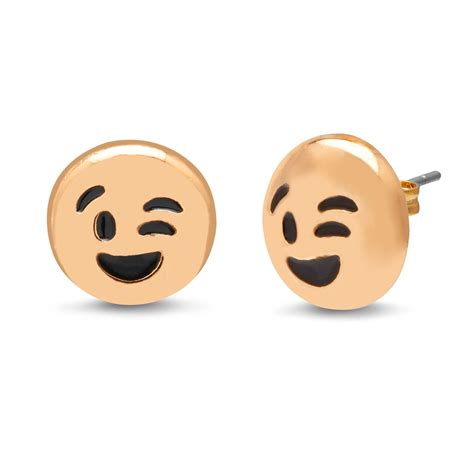 Emoji Stud Earrings 18k Yellow Gold Plated 7 Pack Ebay