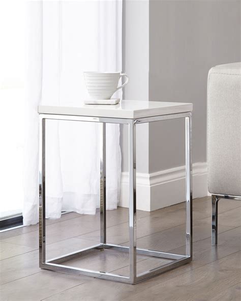 White Gloss And Chrome Square Side Table From Danetti