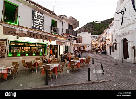 Mijas Spain Streets With Restaurants In Town Stock Photo Alamy