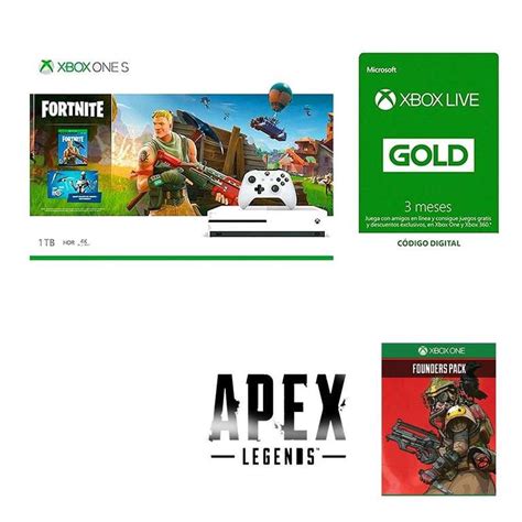 Walmartconsola Xbox One S 1 Tb Fortnite Más Membresía Gold De 3 Meses